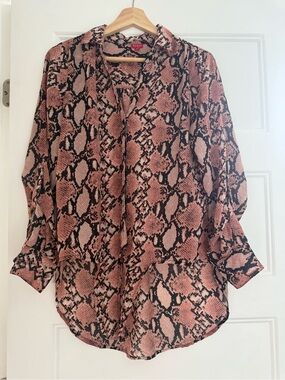Guess Pink and Black Snake-Print Blouse